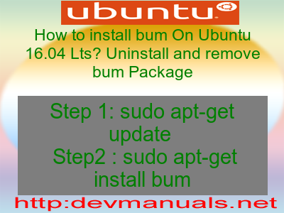 How to install bum On Ubuntu 16.04 Lts? Uninstall and remove bum Package
