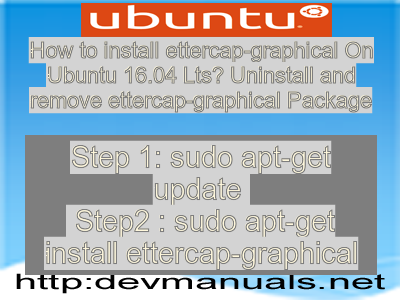 How to install ettercap-graphical On Ubuntu 16.04 Lts? Uninstall and remove ettercap-graphical Package