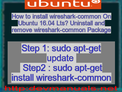 How to install wireshark-common On Ubuntu 16.04 Lts? Uninstall and remove wireshark-common Package