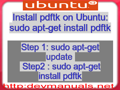 Install pdftk on Ubuntu: sudo apt-get install pdftk